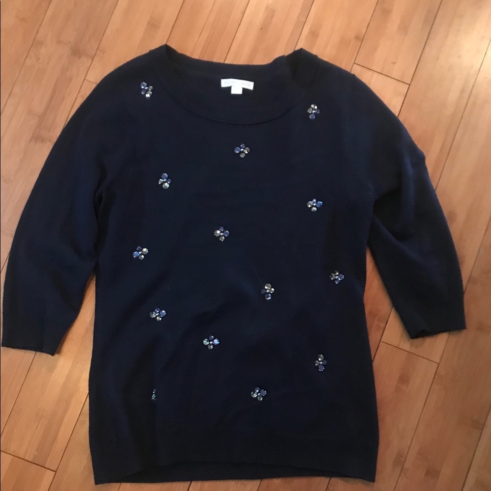 New York & Co Beaded Sweater - Med (Navy)
